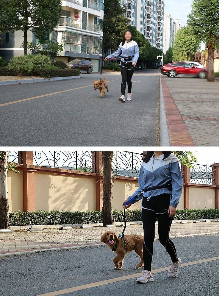 Hands-Free Dog Leash Retractable Explosion-Proof Reflective Nylon Pet Hand Holding Rope