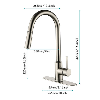 Stainless Steel Kitchen Sink Faucet with Pull-Down Sprayer