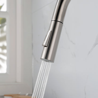 Stainless Steel Kitchen Sink Faucet with Pull-Down Sprayer