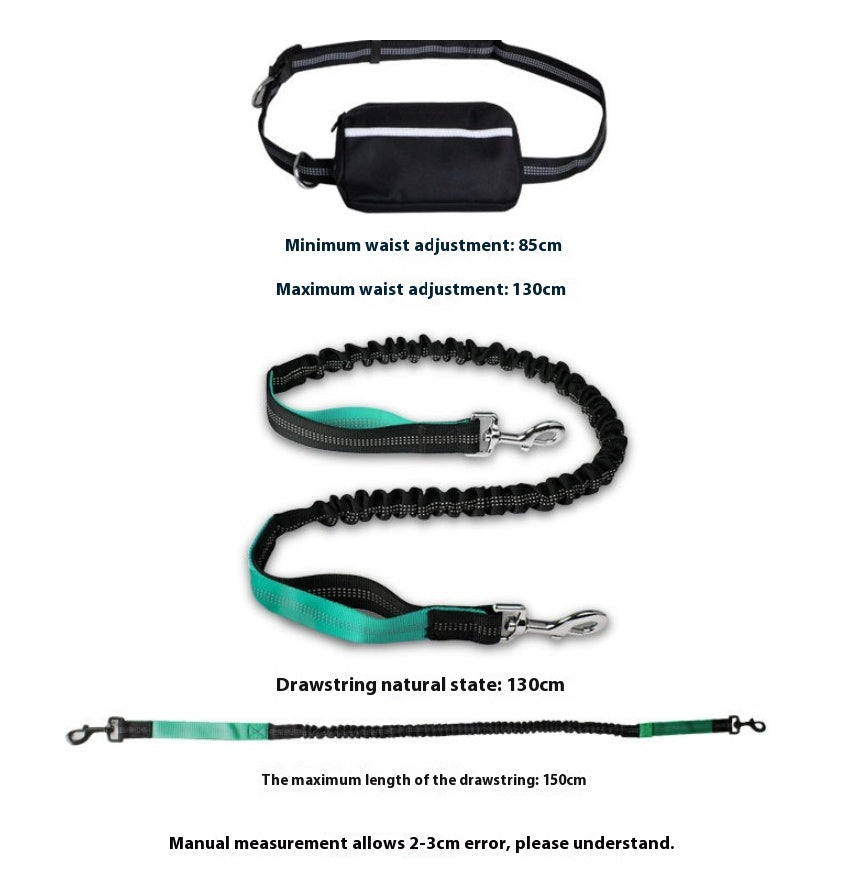 Hands-Free Dog Leash Retractable Explosion-Proof Reflective Nylon Pet Hand Holding Rope