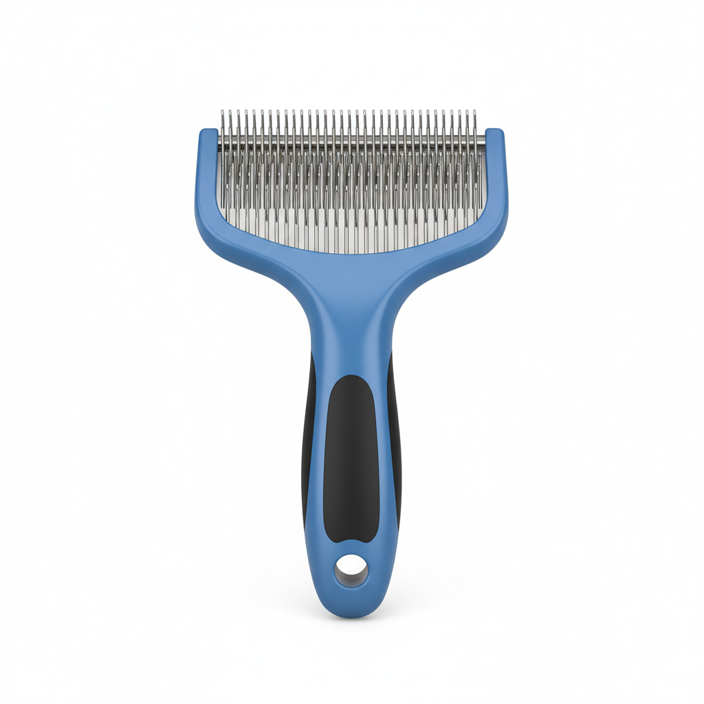 Pet grooming deshedding brush for dogs and cats with ergonomic handle